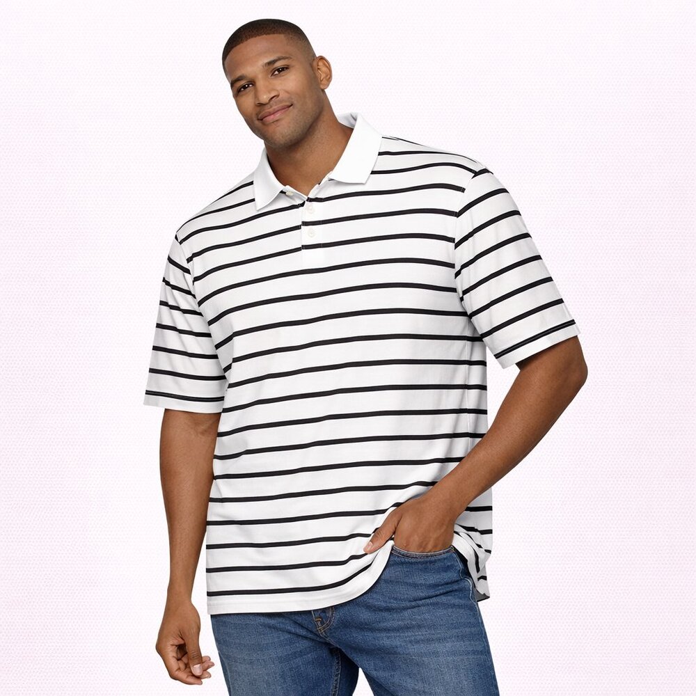 George stripped polo shirt white and black Size: XL 46-48. …